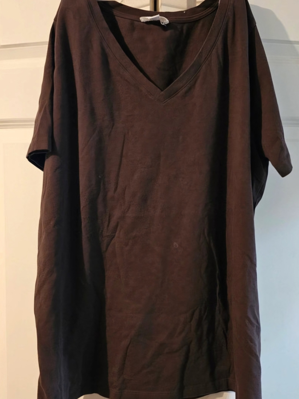 Women's V-Neck Short Sleeve T-Shirt - Brown 3xl